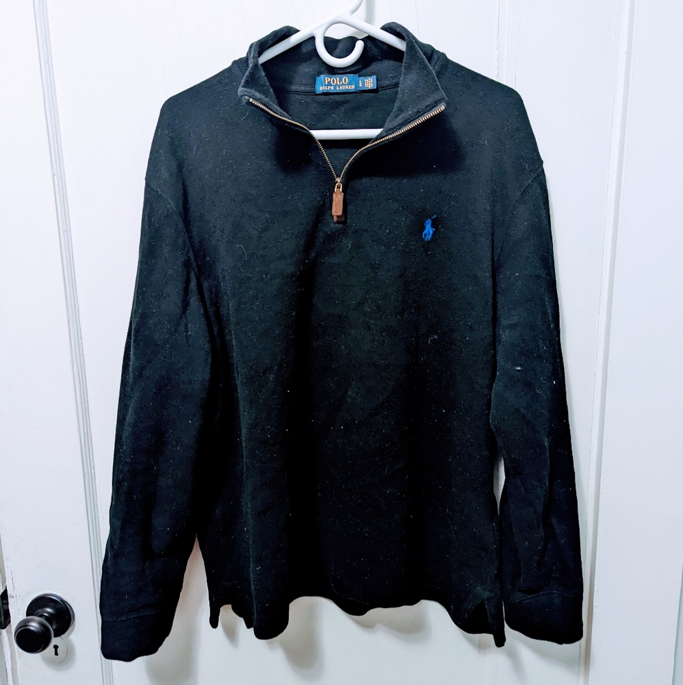 Polo Ralph Lauren Estate-Rib Quarter-Zip Pullover Black Size L